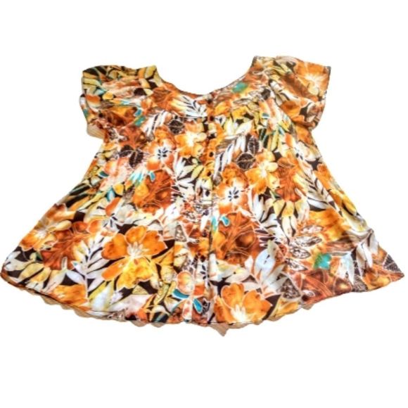 Cato Tops - Cato Woman Floral Print Pleaded Top Sz 18-20